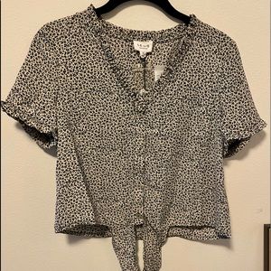 Brand new leopard button down linen shirt.